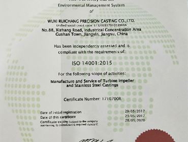 ISO14001:2015 certificate